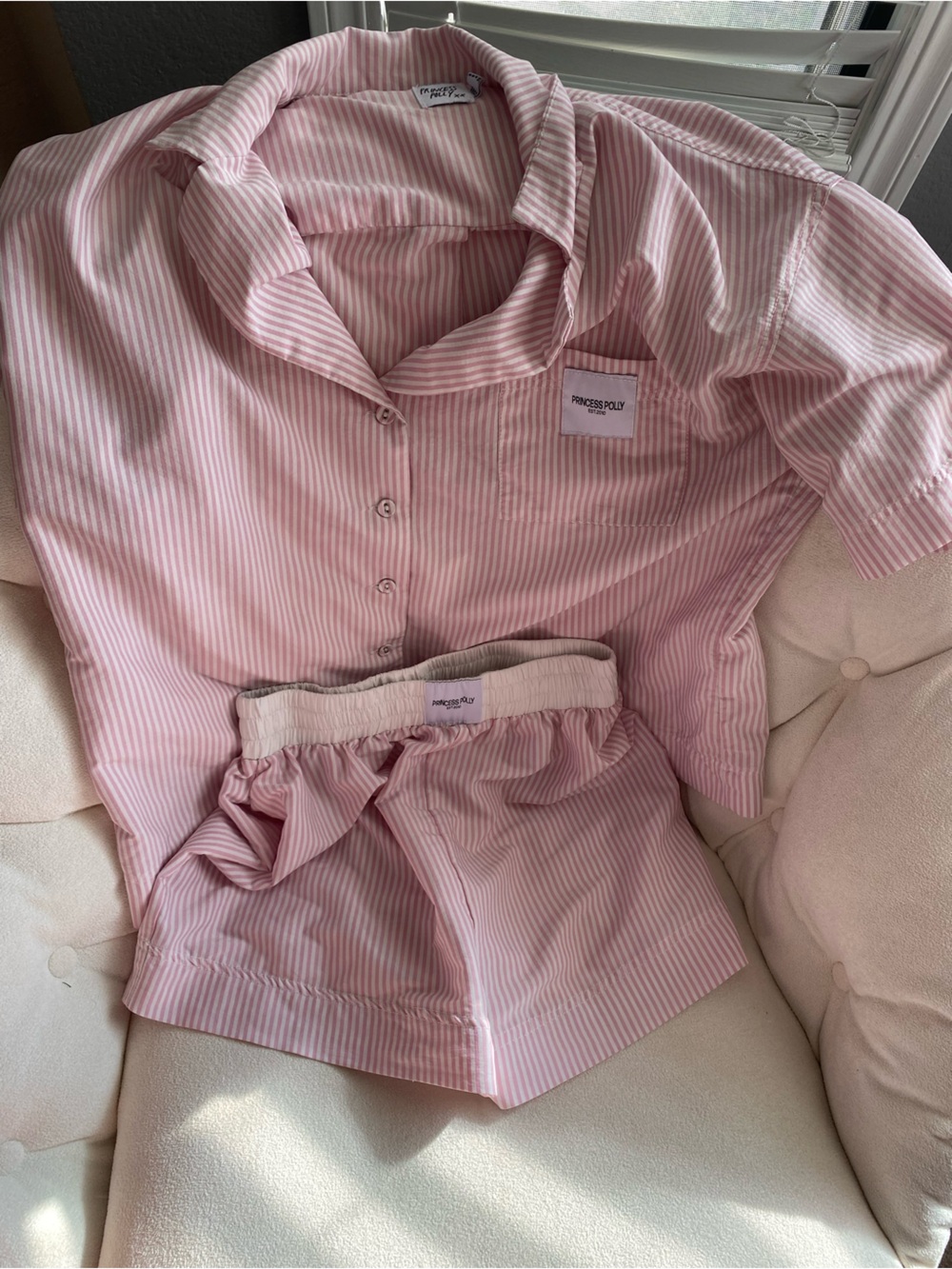 Princess Polly Pink & White Striped Short Pajama Set